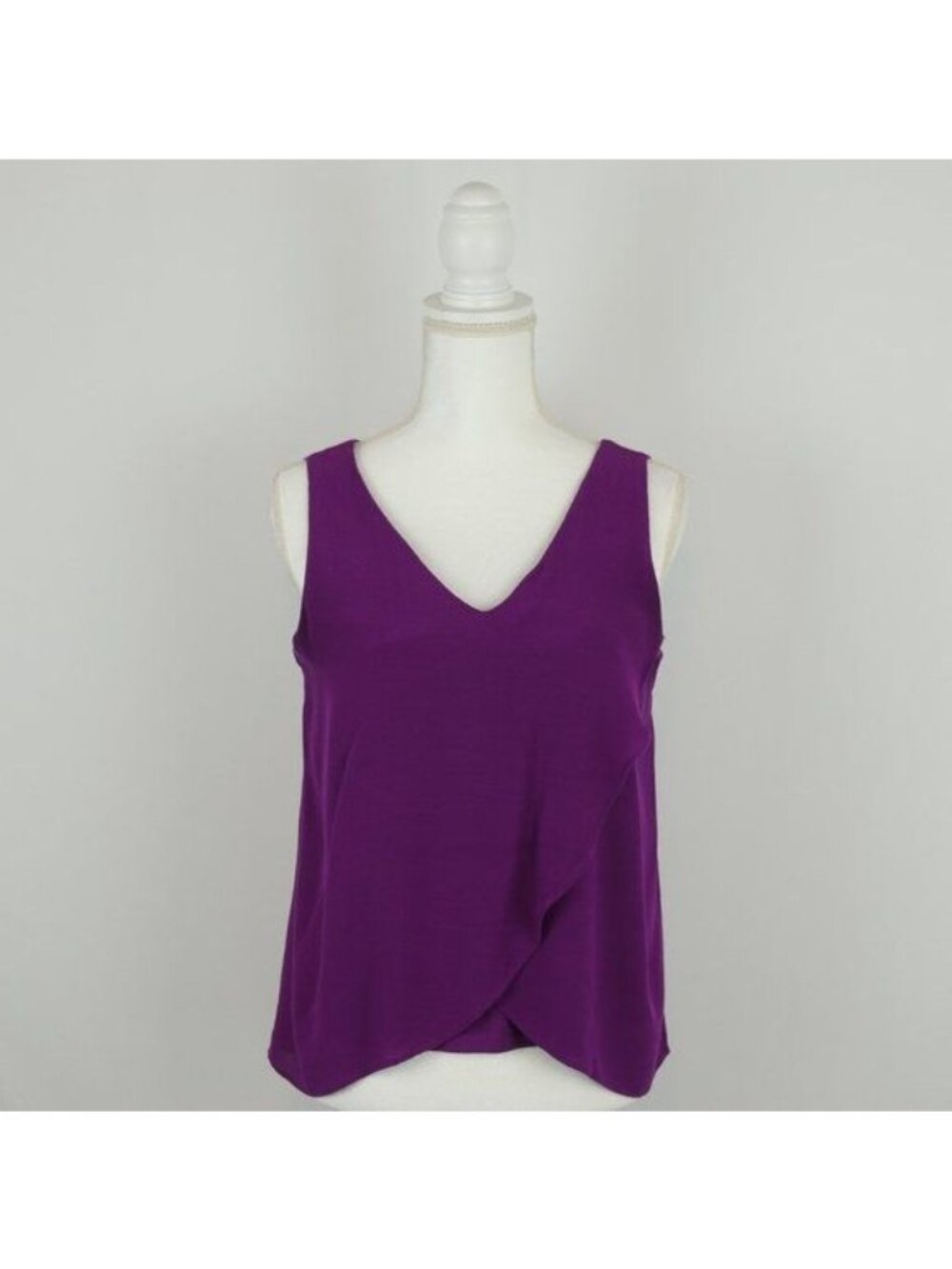Massimo Dutti Women's Medium Purple V-Neck Tulip Hem Woven Tank Top